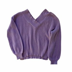 Pink Rose Ribbed V-Neck Sweater